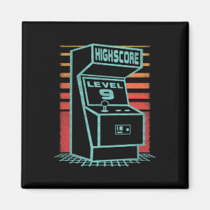 9e verjaardag 9 jaar oude retro gamer niveau omhoo magneet