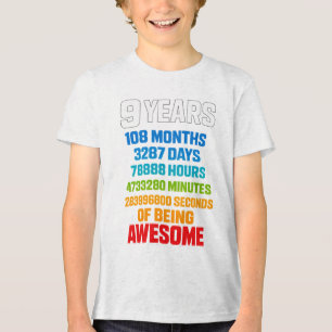 9e verjaardag aftellen typografie Tri-Blend shirt