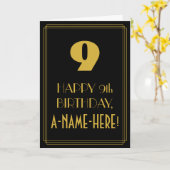 9e verjaardag ~ Art Deco Geïnspireerd als "9"-uite Kaart (Gele Bloem)