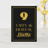 9e verjaardag - Art Deco Geïnspireerde look "9" en Kaart (Gele Bloem)