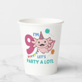 9e verjaardag Axolotl Negen jaar oude Cute Axolotl Papieren Bekers (Voorkant)
