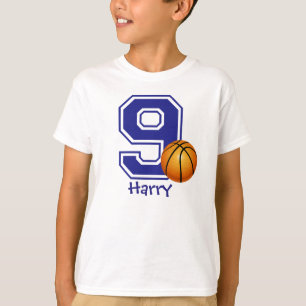 9e verjaardag basketbal gepersonaliseerd t-shirt