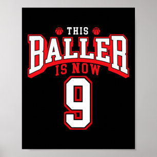 9e verjaardag basketbal liefhebber 9 jaar oud bday poster