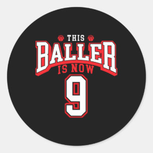 9e verjaardag basketbal liefhebber 9 jaar oud bday ronde sticker