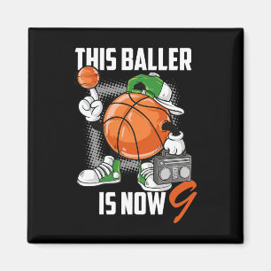 9e Verjaardag Basketbal Speler Plezier 9 Jaar Oud Magneet