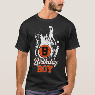 9e verjaardag Basketball Theme Birthday Boy 9jaar  T-shirt