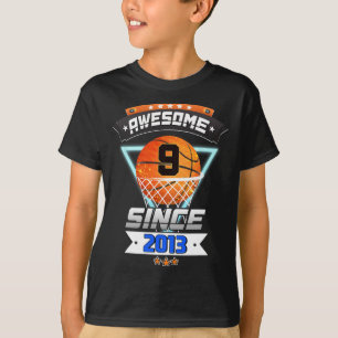 9e verjaardag basketbalspeler 9 jaar oud jongen gi t-shirt
