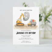 9e Verjaardag Bouw Jongen Verjaardag Uitnodiging (Staand voorkant)