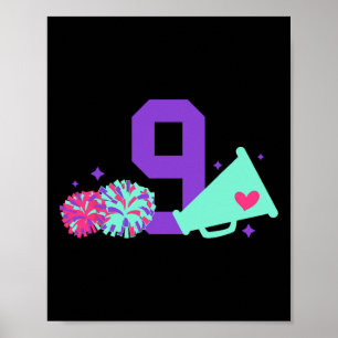 9e verjaardag cheerleader meisje negen jaar oud ch poster