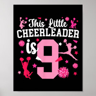 9e verjaardag cheerleader meisje negen jaar oud poster