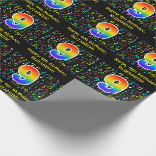 9e verjaardag: Colorful Music Symbols, Regenboog 9 Cadeaupapier