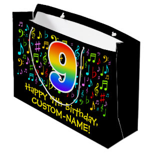 9e verjaardag - Colorful Music Symbols, Regenboog  Groot Cadeauzakje