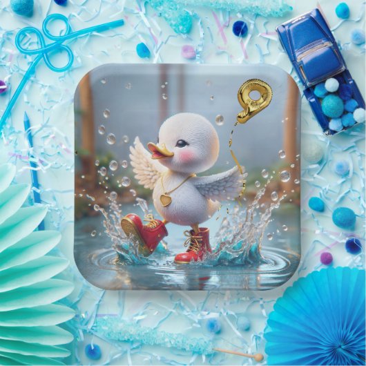 9e verjaardag Duck dansen in een regenplas Papieren Bordje (Feest)
