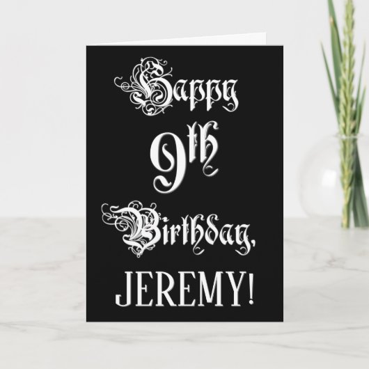 9e verjaardag: Fancy, elegant script + aangepaste  Kaart (Voorkant)