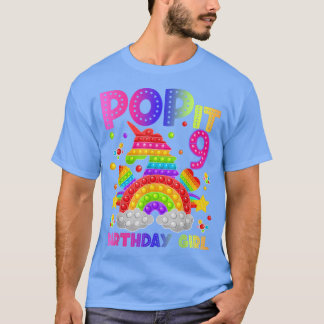 9e verjaardag Fidget Speelgoed Pop It Birthday Gir T-shirt