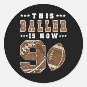 9e verjaardag Football peuter Negen jaar oud Footb Ronde Sticker