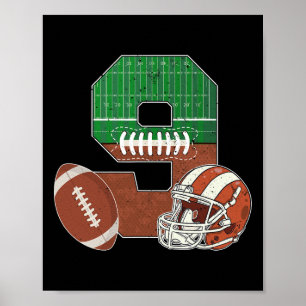 9e Verjaardag Football Thema 9 Jaar Oud Jongensfee Poster