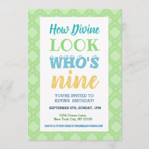9e verjaardag Gezegde uitnodiging