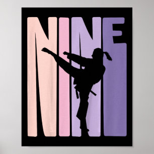 9e Verjaardag Gift Karate Retro Taekwondo Martial Poster