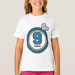 9e verjaardag Gift Stars Heart, aangepaste naam V1 T-shirt
