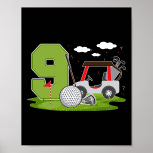 9e Verjaardag Golf 9 Jaar Oude Verjaardag Party Go Poster