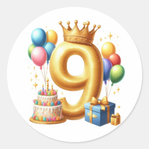 9e verjaardag goud ronde sticker