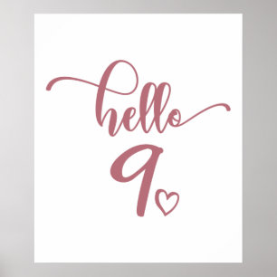 9e verjaardag Hallo negen jaar oud Kind Poster