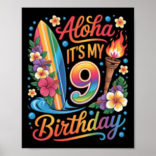 9e verjaardag Hawaii Aloha Tropische vakantie crui Poster