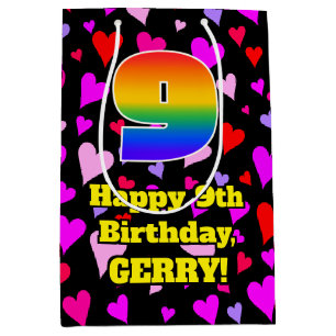 9e verjaardag: Het liefhebbende Kunstpatroon van d Medium Cadeauzakje