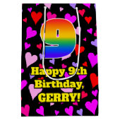 9e verjaardag: Het liefhebbende Kunstpatroon van d Medium Cadeauzakje (Achterkant)