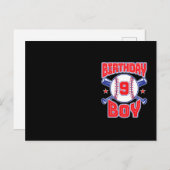 9e verjaardag honkbal grote nummer negen 9 jaar ou briefkaart (Voorkant / Achterkant)