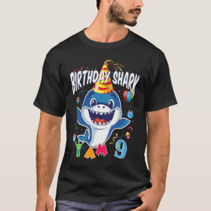 9e verjaardag Jongen Shark Birthday Party Ik ben 9 T-shirt