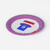 9e verjaardag jongens, aangepaste naam papieren bordje (Gekanteld)