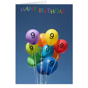 9e verjaardag Kaart gekleurde ballonnen