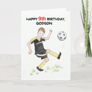 9e verjaardag Kaart voor een Godson - Voetballer