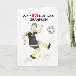 9e verjaardag Kaart voor een kleinzoon - Voetballe