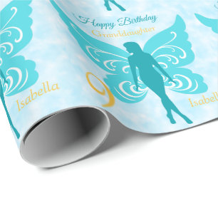 9e verjaardag kleindochter Fairy Blue Cadeaupapier