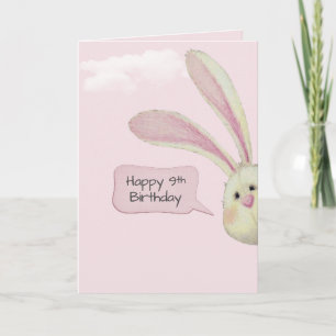 9e verjaardag Konijn Op Roze Kaart
