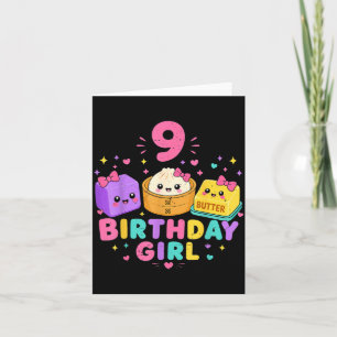 9e verjaardag meisje dumpling knuffel 9 jaar oud kaart