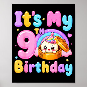 9e verjaardag meisje kawaii dumpling anime verjaar poster