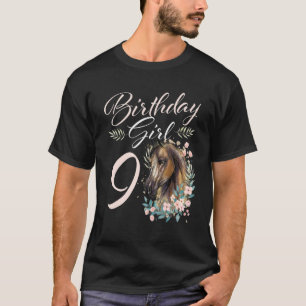 9e verjaardag meisje paard 9 jaar oud verjaardag t-shirt