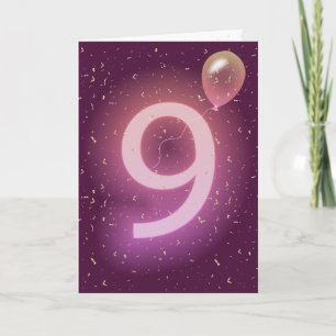 9e verjaardag Neon Bord en Ballon Kaart