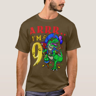 9e verjaardag Piraat Dinosaurus T-shirt