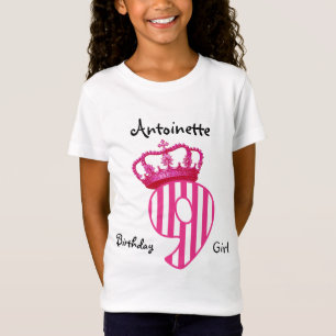 9e verjaardag Princess PINK Crown and Stripes V01 T-shirt
