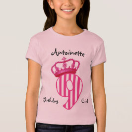 9e verjaardag Prinses ROZE Kroon en Strepen V01 T-shirt