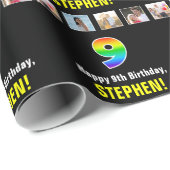 9e verjaardag: Regenboog "9"; Aangepaste foto's &  Cadeaupapier (Rol Hoek)