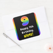 9e verjaardag: Regenboogspectrum # 9, aangepaste n Vierkante Sticker (Envelop)