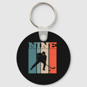 9e verjaardag Retro Ice Hockey 9 jaar oud Boy Girl Sleutelhanger