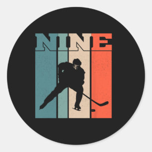 9e verjaardag Retro IJshockey 9 Jaar Oude Jongen M Ronde Sticker