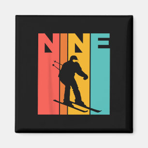 9e verjaardag Retro Skiën 9 jaar oude jongens Verj Magneet